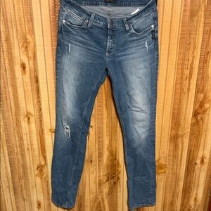 Silver Jeans Women's Distressed Blue Skinny Jeans